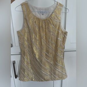 Trina Turk Gold and Cream Sleeveless Blouse